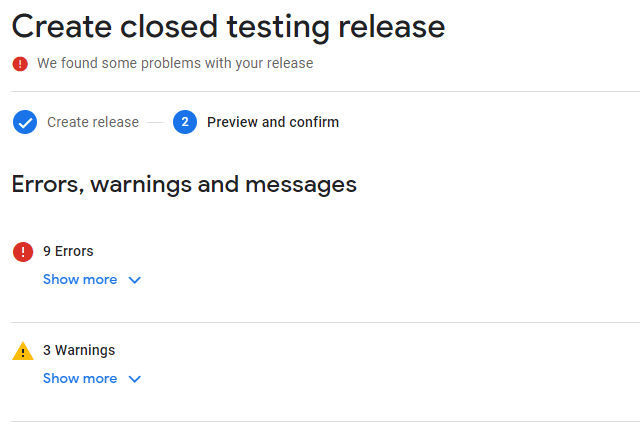 user and version warnings