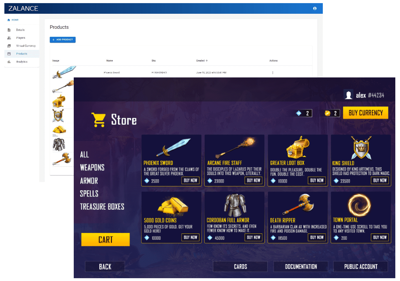 construct 3 store and product dashboard
