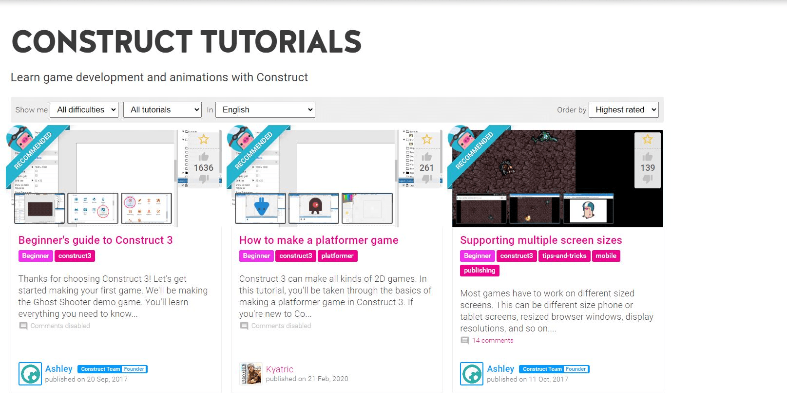 Construct 3 tutorials